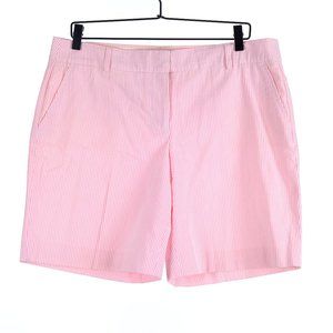J Crew Pink & White Seersucker Striped Shorts 12 NWOT